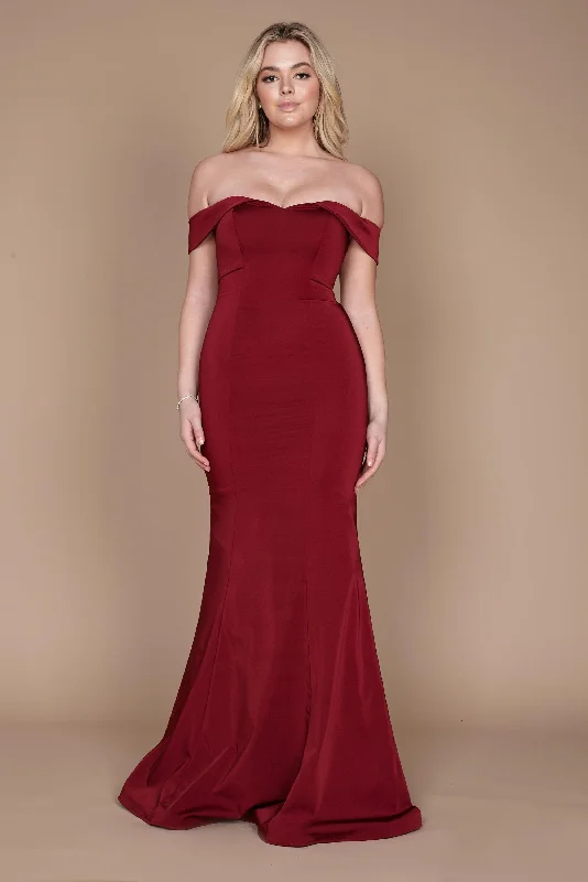 Long Formal Burgundy Mermaid Evening Dress