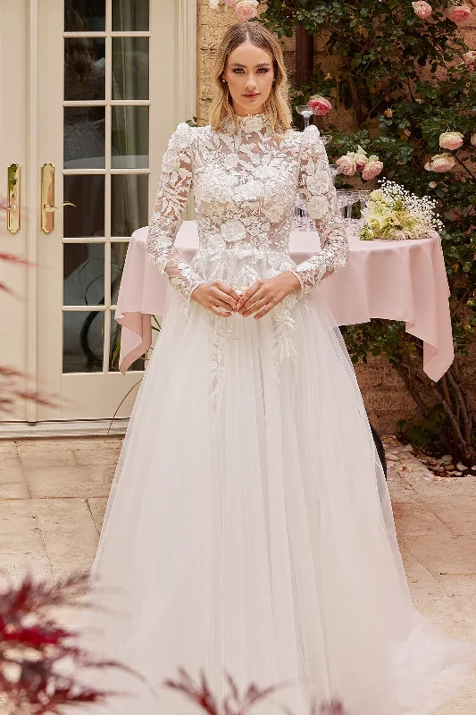 Cinderella Divine S433W Long Sleeve Wedding Gown