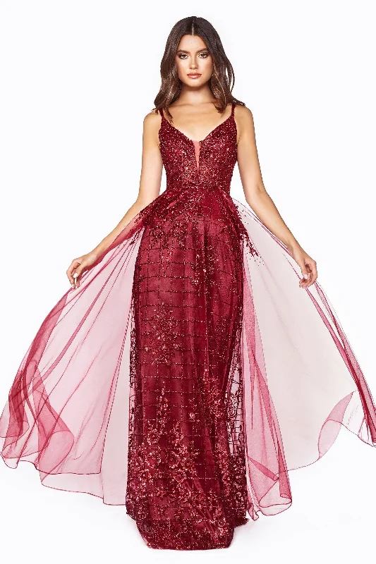 Cinderella Divine CD0147 Long Formal Glitter Prom Evening Fitted Dress