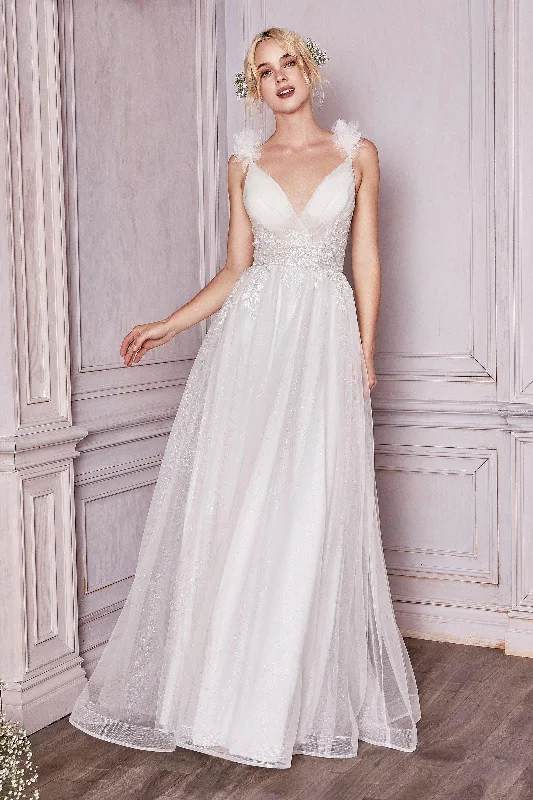 Cinderella Divine CD971W Sleeveless Long Tulle Wedding Dress