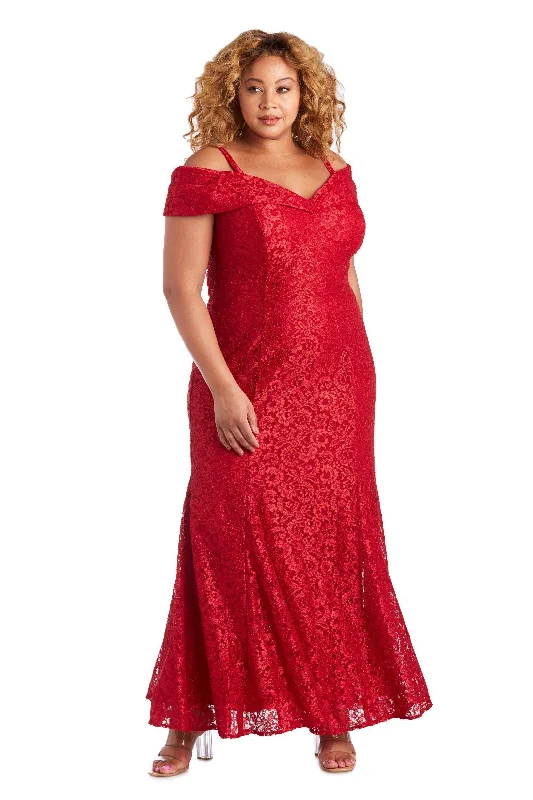 R&M Richards 2047W Plus Size Long Formal Lace Gown