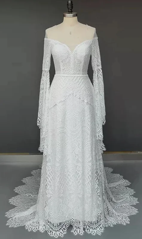 Wedding Dress Bohemian for Bride Long Sleeves Plus Size Lace Beach Bridal Gowns Wedding Gowns Formal Women's Dresses