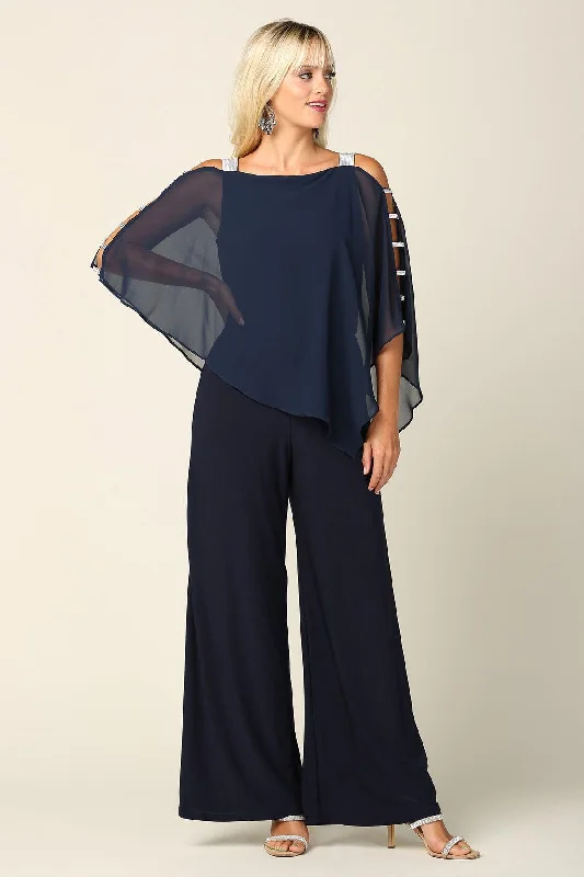 Formal Chiffon Cape Overlay Jumpsuit Sale