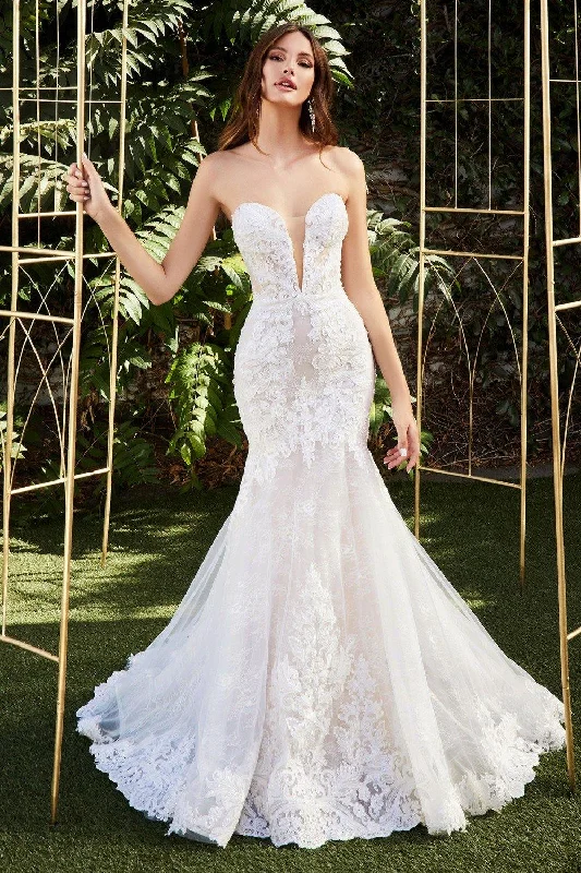 Cinderella Divine CD928 Strapless Long Formal Mermaid Wedding Gown