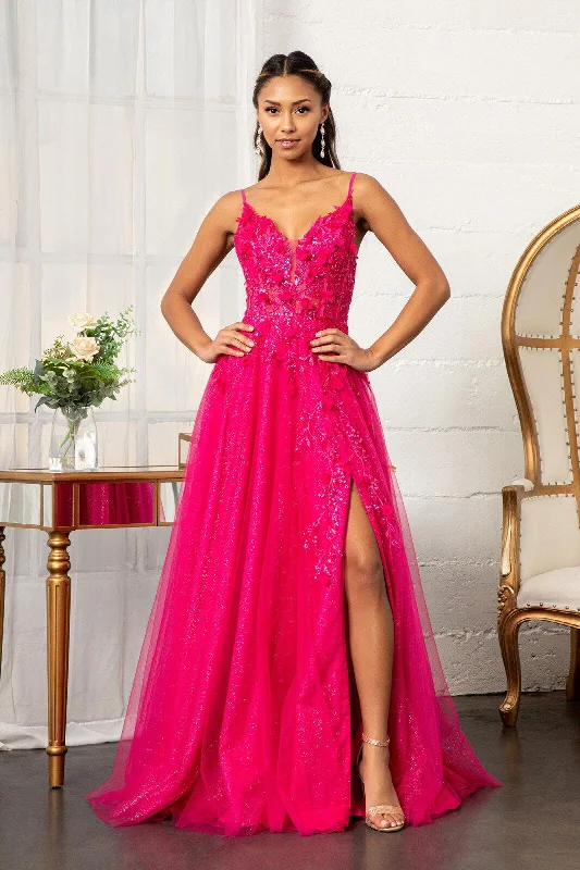 Prom Long Spaghetti Strap Mesh Formal Dress