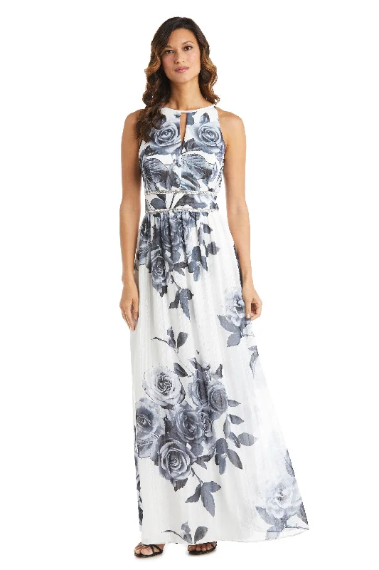 R&M Richards 7045 Long Formal Chiffon Print Dress