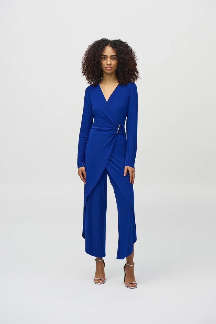 Joseph Ribkoff Royal Sapphire Silky Knit Wrap Culotte Jumpsuit