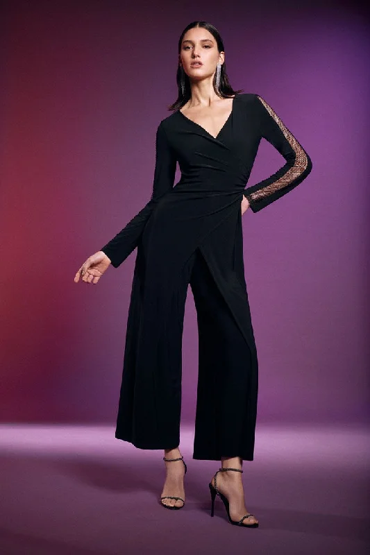 Joseph Ribkoff Black Silky Knit Culotte Jumpsuit