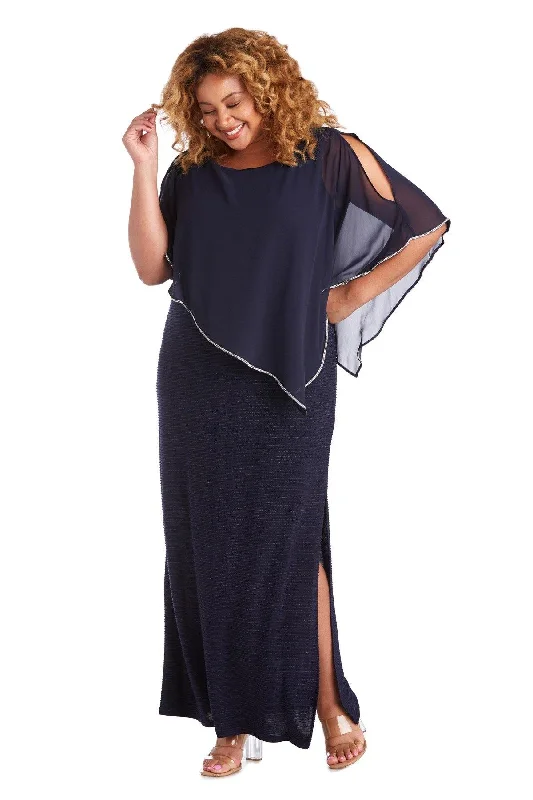 R&M Richards 7076W Long Plus Size Poncho Dress