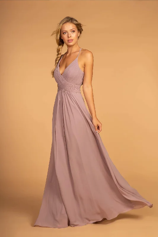 Chiffon Ruched Bodice Long Formal Dress