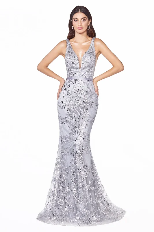 Cinderella Divine J785 Prom Long Formal Glitter Print Evening Dress