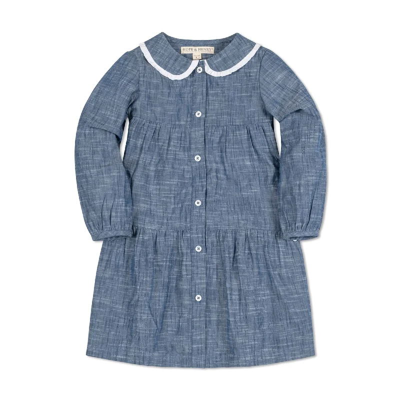 Button Front Organic Chambray Dress - Baby