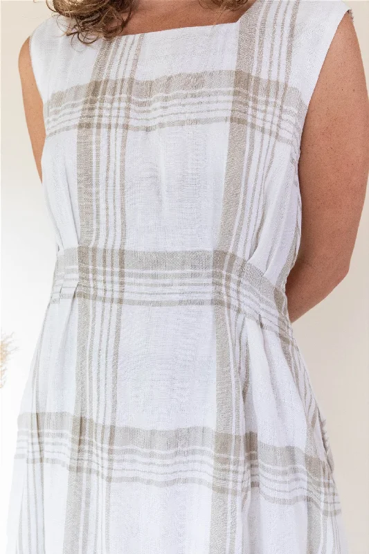 Pleiades Dress in Plaid Ivory