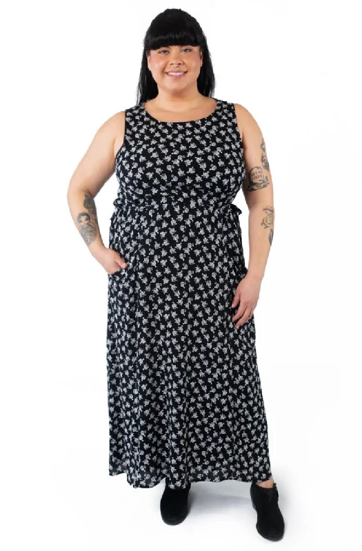 Rhiannon Dress in Black Rose Crepe