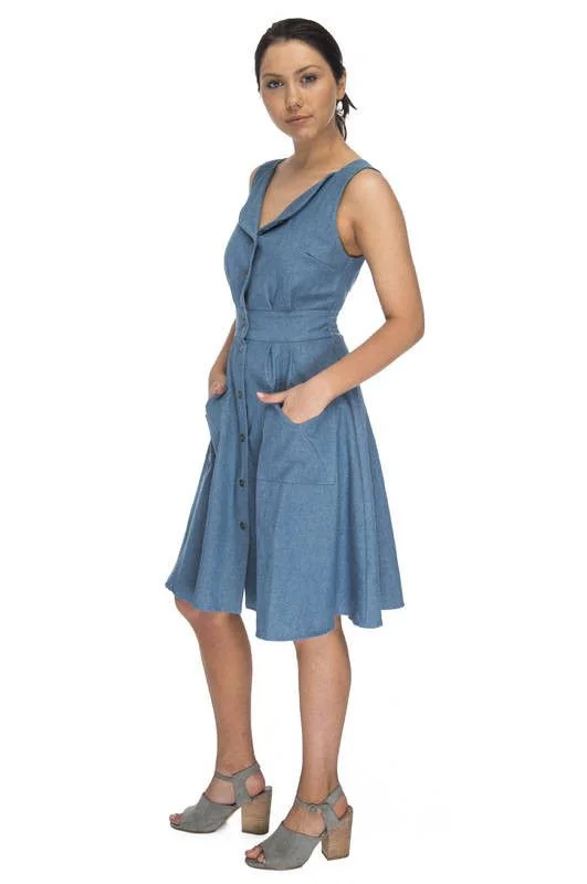 Sheet Dress in Washed Denim