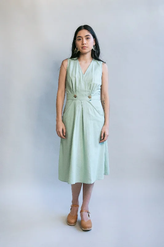 Winona Dress in Sage Linen