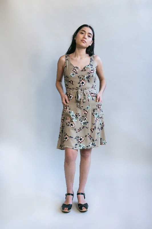 Wrap Dress in Taupe Floral