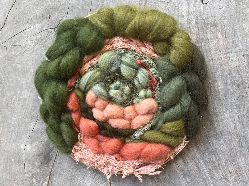 A Peach Orchard in a Fluffy Hoop Weaving