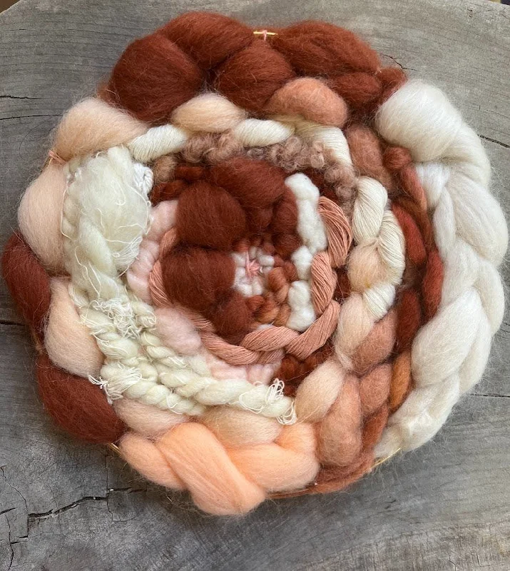 An Earthy, Peach, Fluffy Hoop Weaving