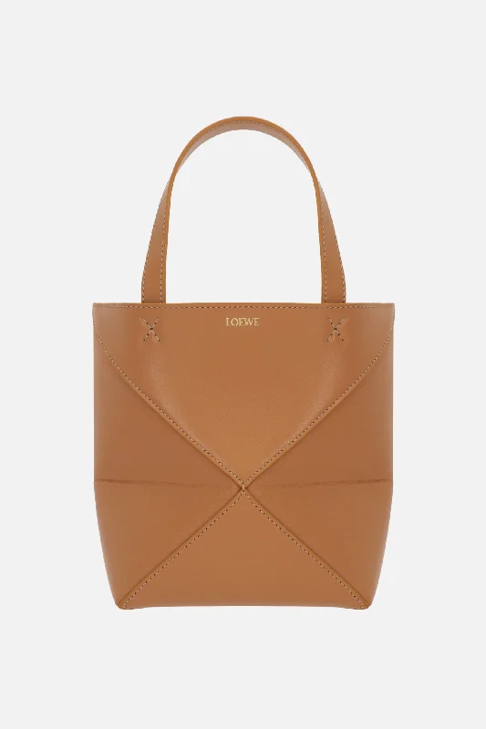 Puzzle Fold mini smooth leather tote bag