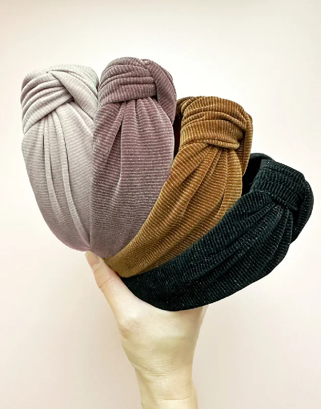 Ribbed Shimmer Top Knot Fall Headbands