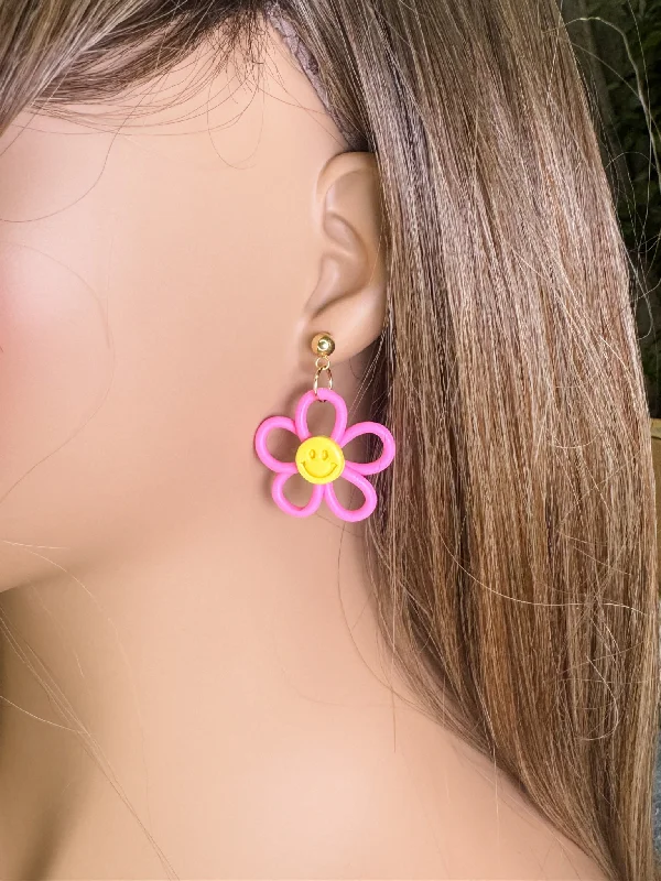 Smiley Flower Clay Earrings