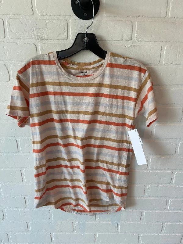 Top Short Sleeve Basic By Madewell In Orange & Tan, Size: S