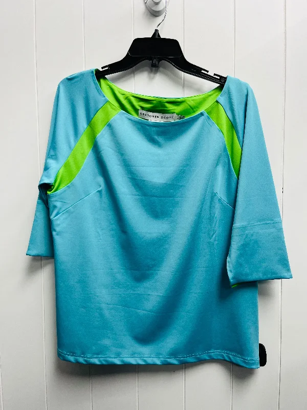 Top Short Sleeve By Gretchen Scott In Blue, Size: L