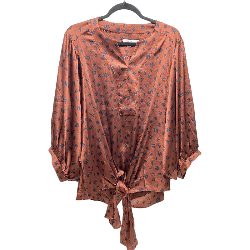 Blouse 3/4 Sleeve By Chicos In Black & Brown, Size: L