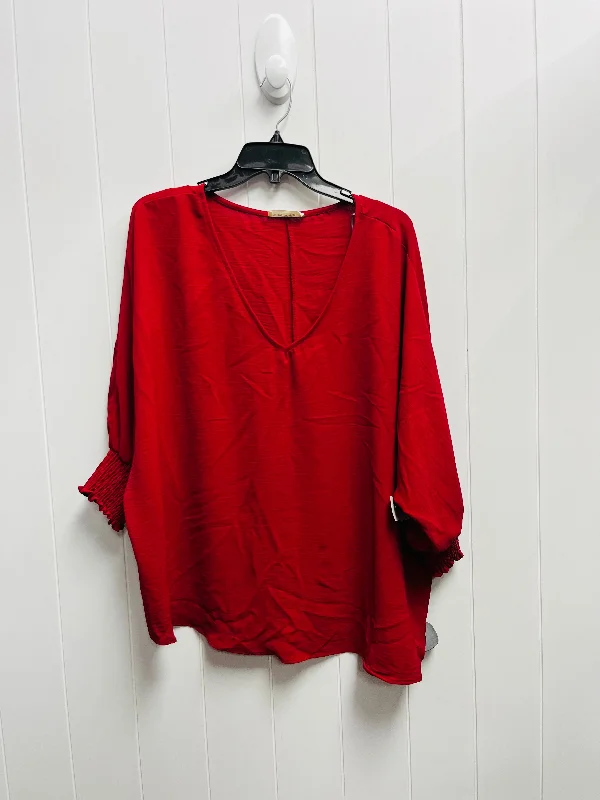 Blouse 3/4 Sleeve By Ee Some In Red, Size: L