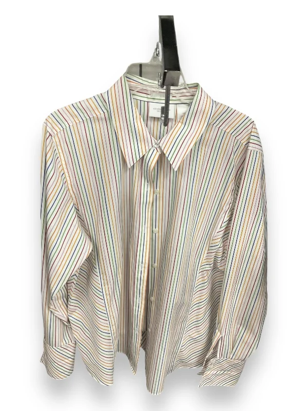 Blouse Long Sleeve By Liz Claiborne In Rainbow Print, Size: Xl