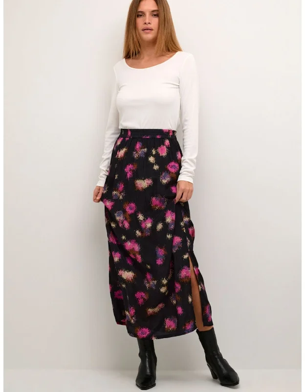 Kaffe Lita Skirt BLACK & SHOCKING PINK