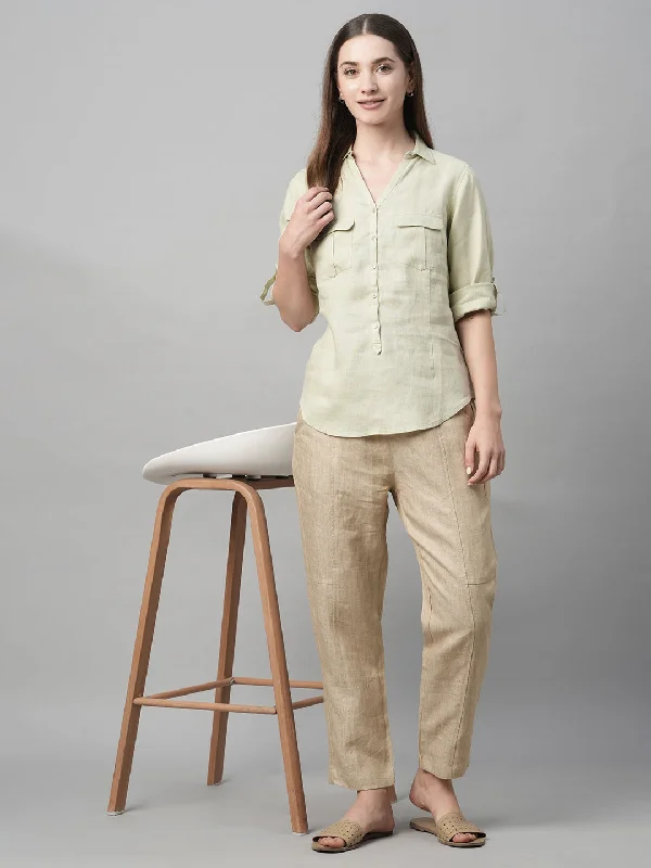 Women's Sage Linen Regular Fit Blouse