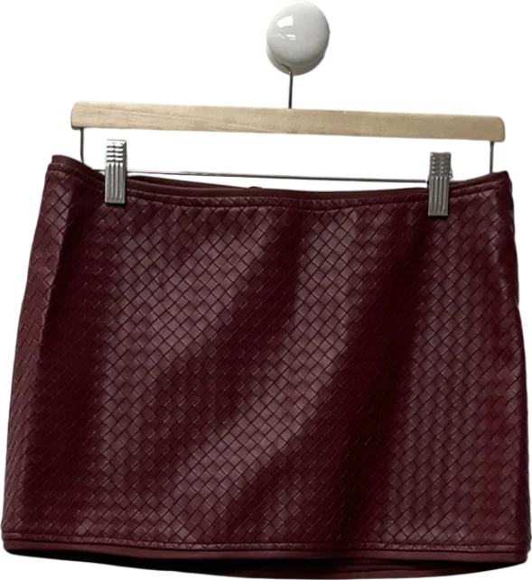 Noughts & Kisses Red Viviana Burgundy Pu Woven Mini Skirt UK M