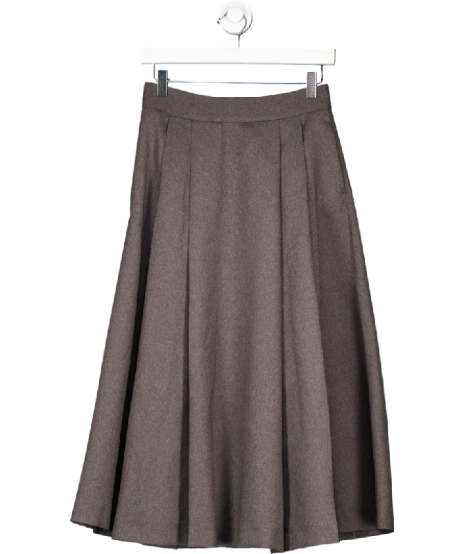 River Island Grey Pleated Midi Skirt UK 8