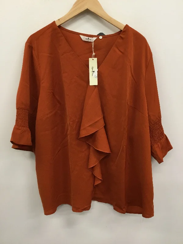 Top Short Sleeve By Agnes Orinda In Orange, Size: 3x