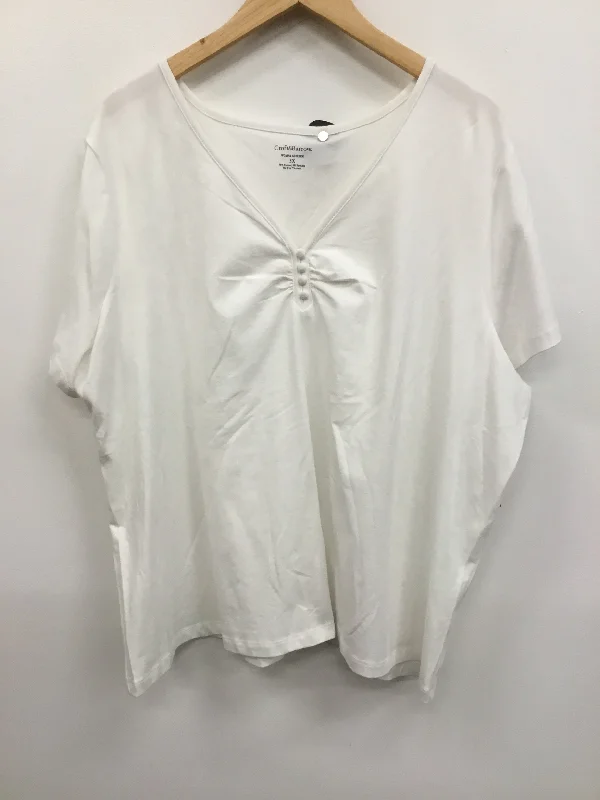 Top Short Sleeve By Croft And Barrow In White, Size: 3x