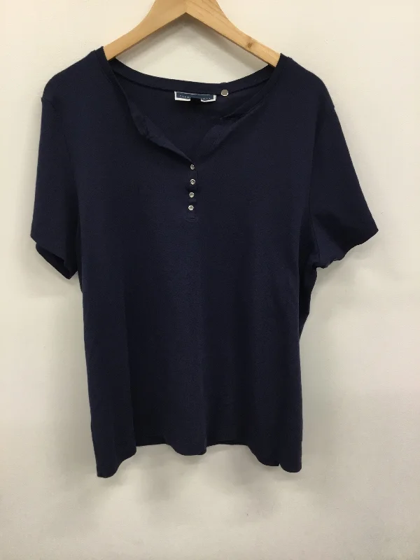 Top Short Sleeve By Karen Scott In Navy, Size: 2x