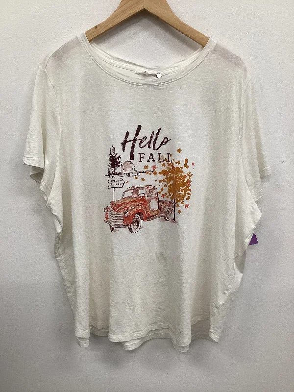 Top Short Sleeve By Maurices In White, Size: 3x