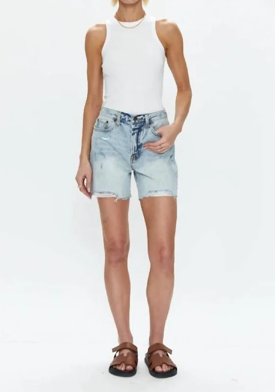 Devin High Rise Denim Shorts In St. Tropez