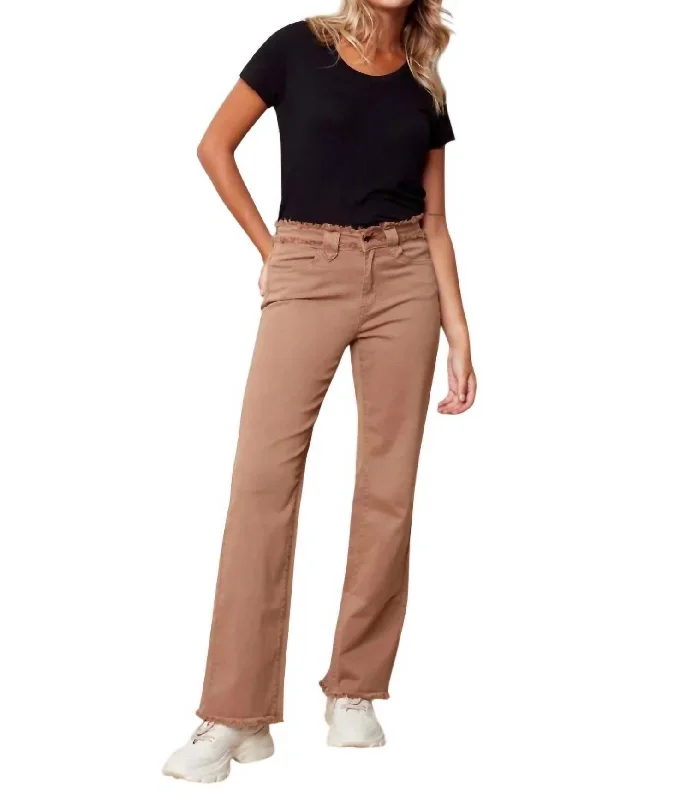 Fringed Waist Band Flare Pant In Chestnut