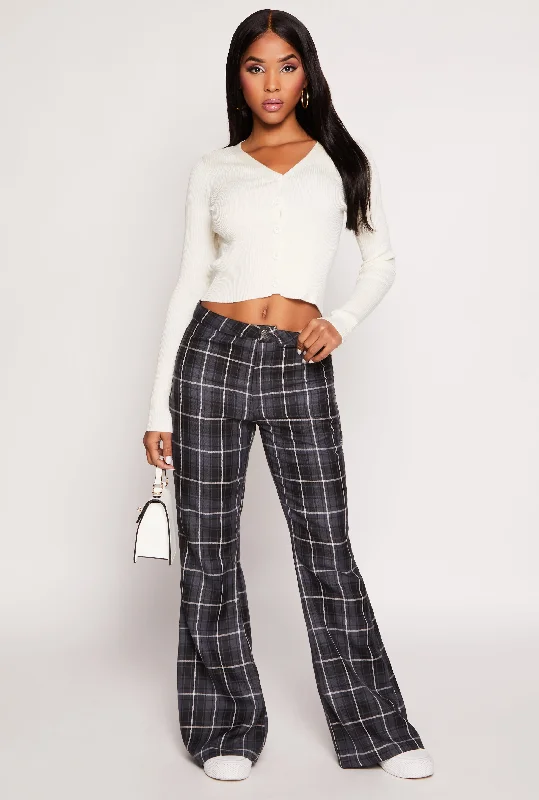 Almost Famous Plaid Flare Pants