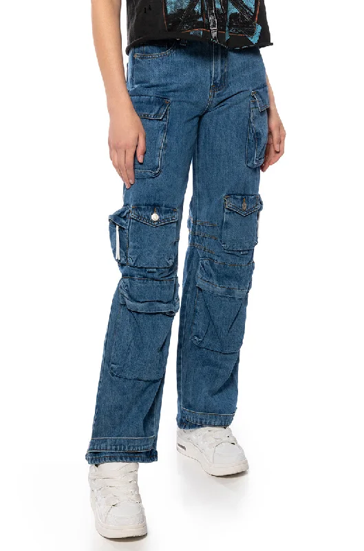 THE ULTIMATE DENIM CARGO PANT IN MEDIUM BLUE DENIM