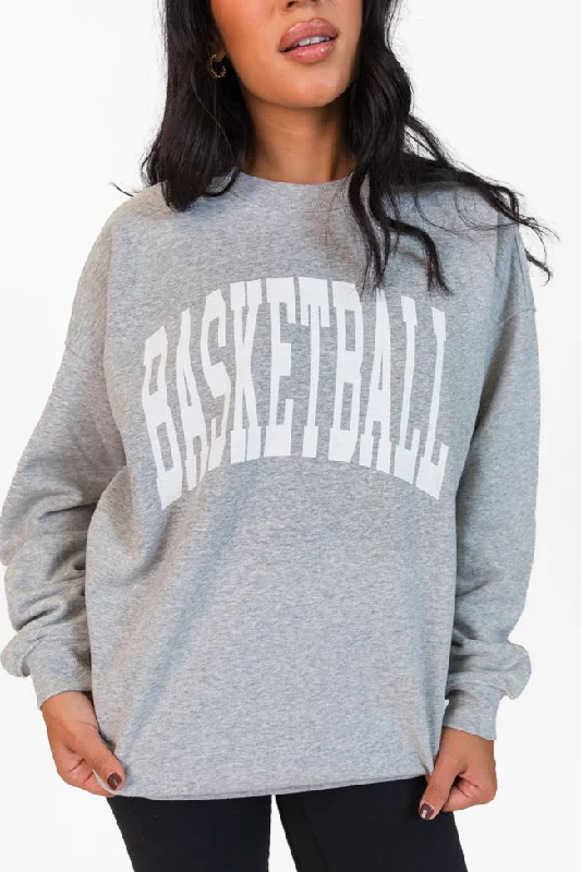 Basketball Block Light Grey Oversized Graphic Sweatshirt