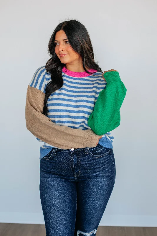 Cello Colorblock Sweater - Cerulean