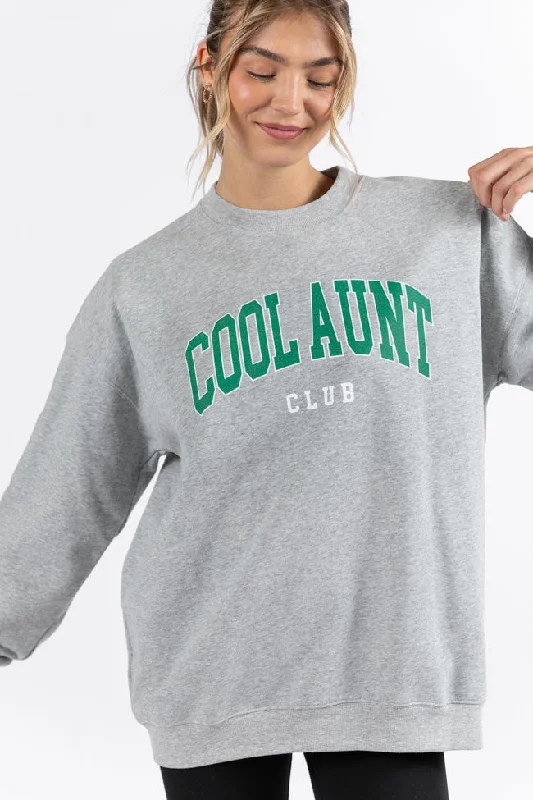 Cool Aunt Club Light Grey Oversized Graphic Sweatshirt