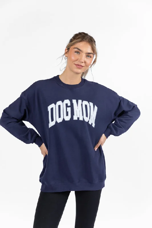 Dog Mom Navy Oversized Graphic Sweatshirt