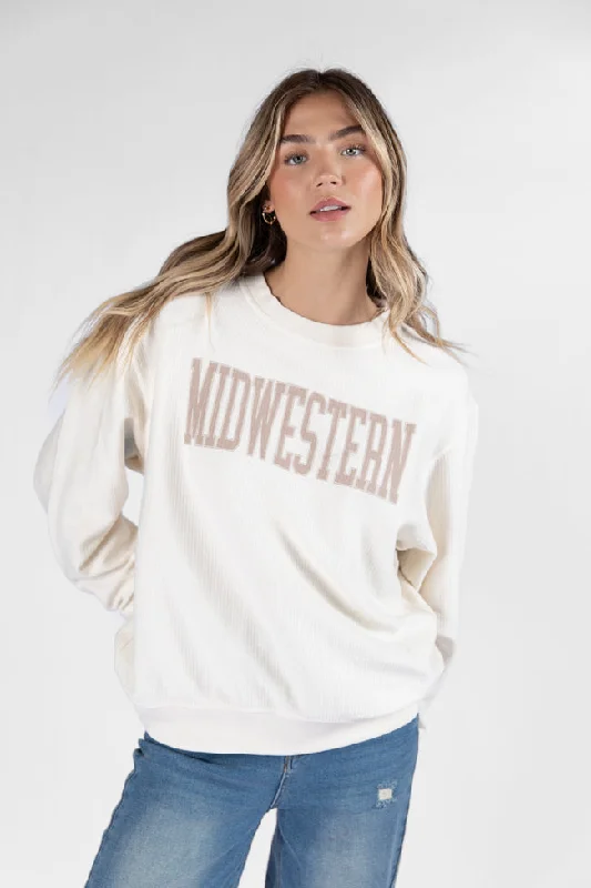 Midwestern Ivory Corded Graphic Sweatshirt