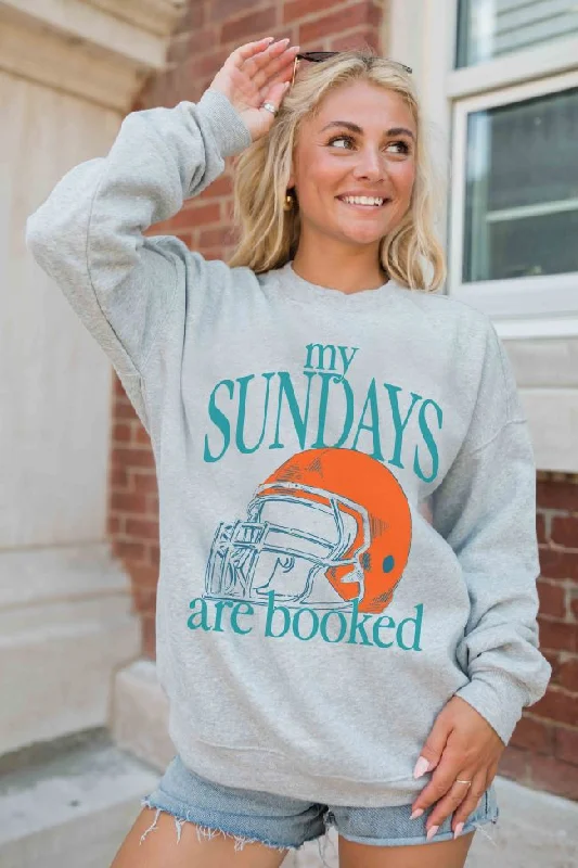 My Sundays Are Booked Light Grey Oversized Graphic Sweatshirt