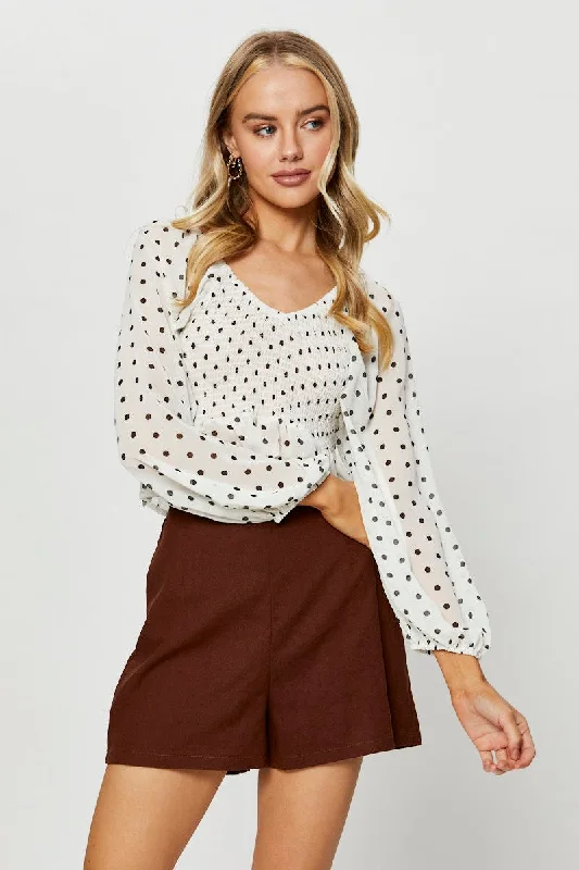 Polka Dot Peplum Top Long Sleeve